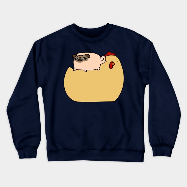 Chicken and Little Pug Crewneck Sweatshirt by saradaboru